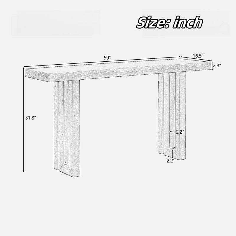 Surish 59'' Console Table, Natural Wood