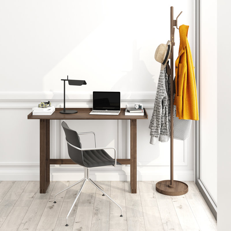 Bostic Solid Wood Base Writing Desk, Dark Brown
