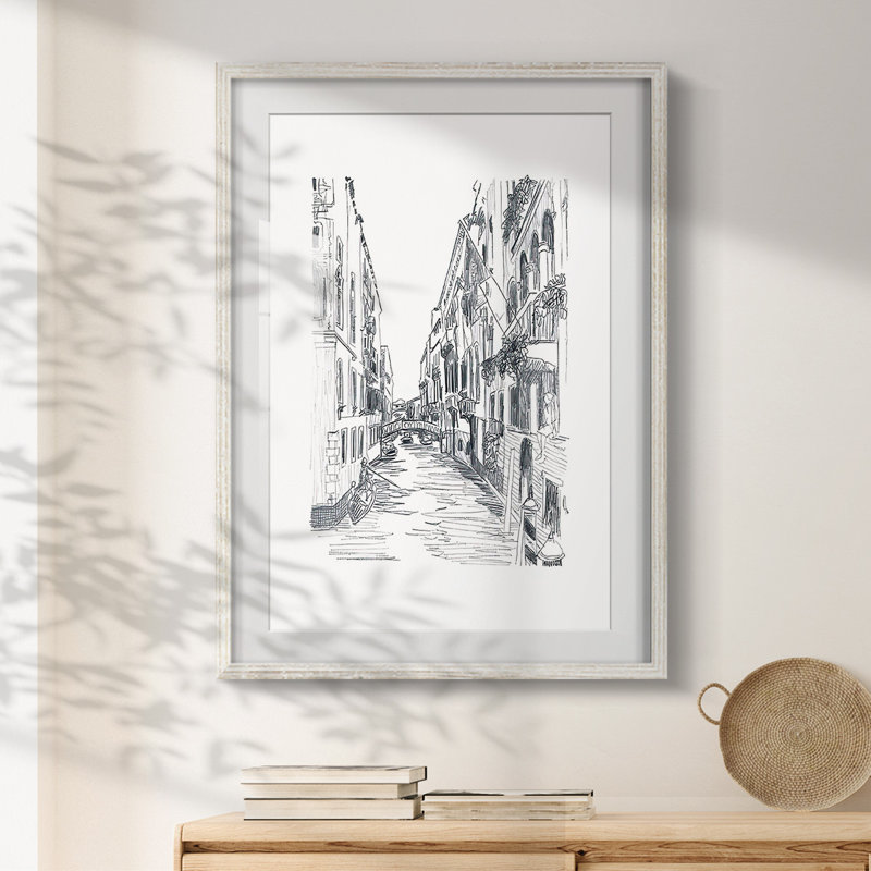 Esquisse de canal I - impression encadrée, H 19,5 po x l 16,5 po, Blanc