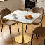 Table de salle à manger 31,5 po carrée en pierre frittée avec base en métal doré - Usage commercial et résidentiel pour les cafés, les restaurants et les petits espaces-129453910