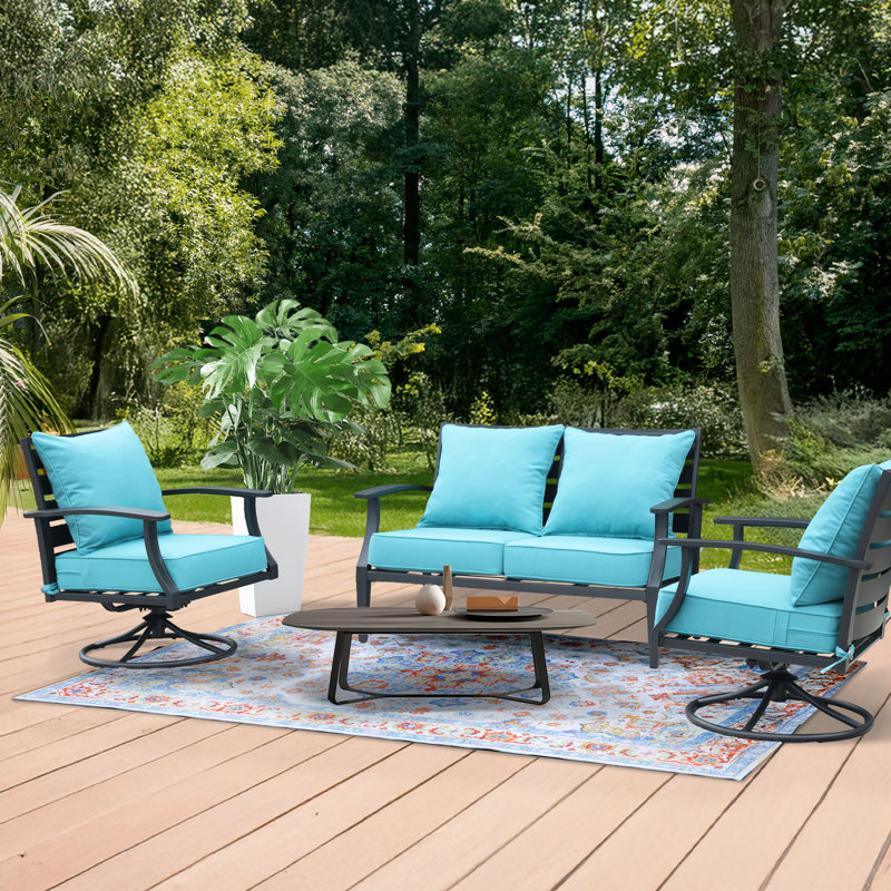 Outdoor Deep Seat Chair Cushion Set, 23" W x 25.5" D, Blue