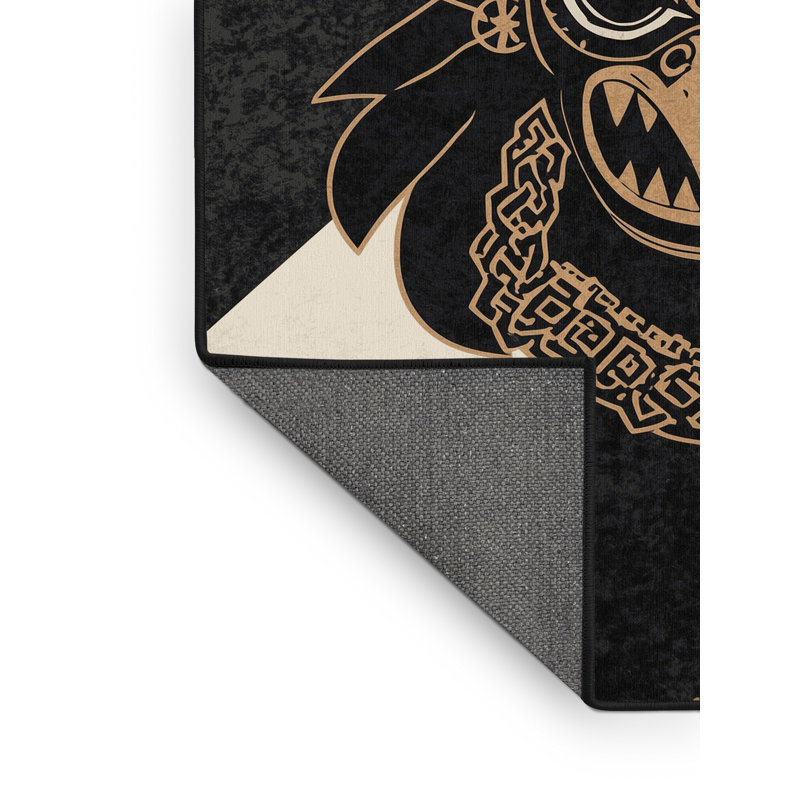 Tapis moelleux moelleux d'inspiration mondiale Tengu Warrior Mask, 7 x 10