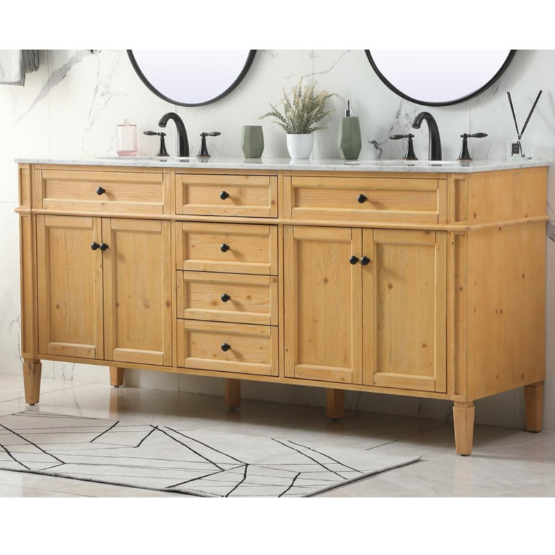 Ensemble de meuble-lavabo double l 72 po x P 21,5 po x H 35 po Rivers, Naturel
