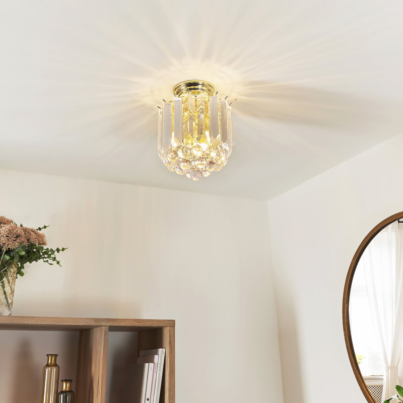 Kacey Acrylic Flush Mount, Brass Effect Plated