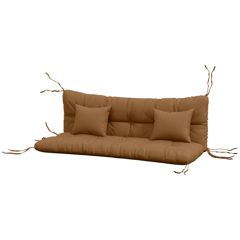 59" Tufted Bench Cushions & Throw Pillows, Replacement Bench Seat Pad, Back & 2 Pillows for Outdoor Furniture, Tan, Tan