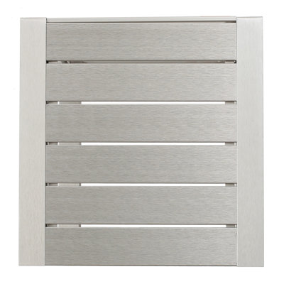 Table d'appoint d'extérieur Kory, en forme de C, structure à lattes, aluminium argenté de 61 cm (24 po)