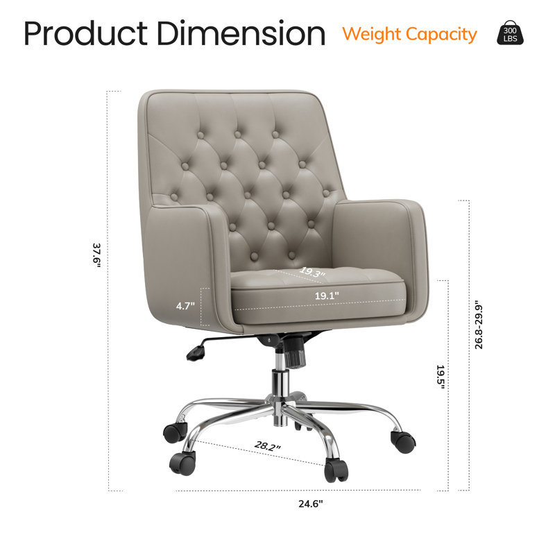 Chaise de bureau capitonnée à boutons, Kaki