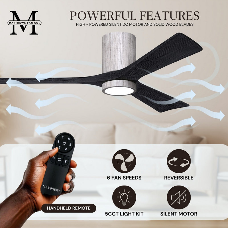 Irene LED Ceiling Fan, Barn Wood Tone, Matte Black, 52"