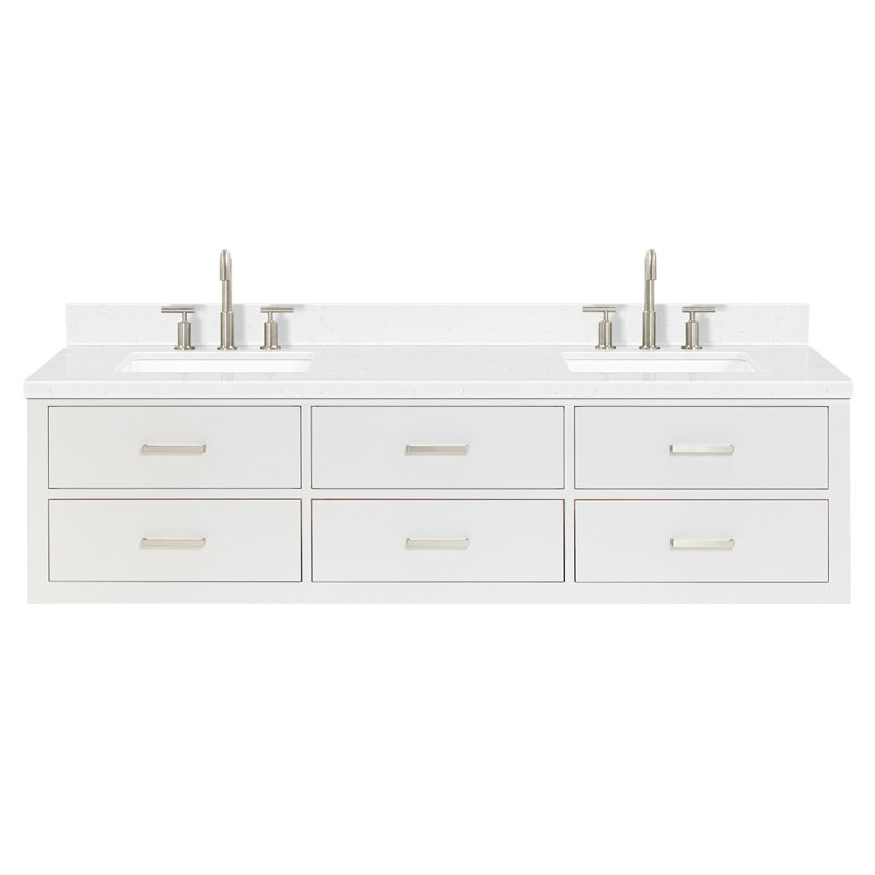 Macolm 72.25'' W Double Vanity, White, Brushed Nickel, 72"
