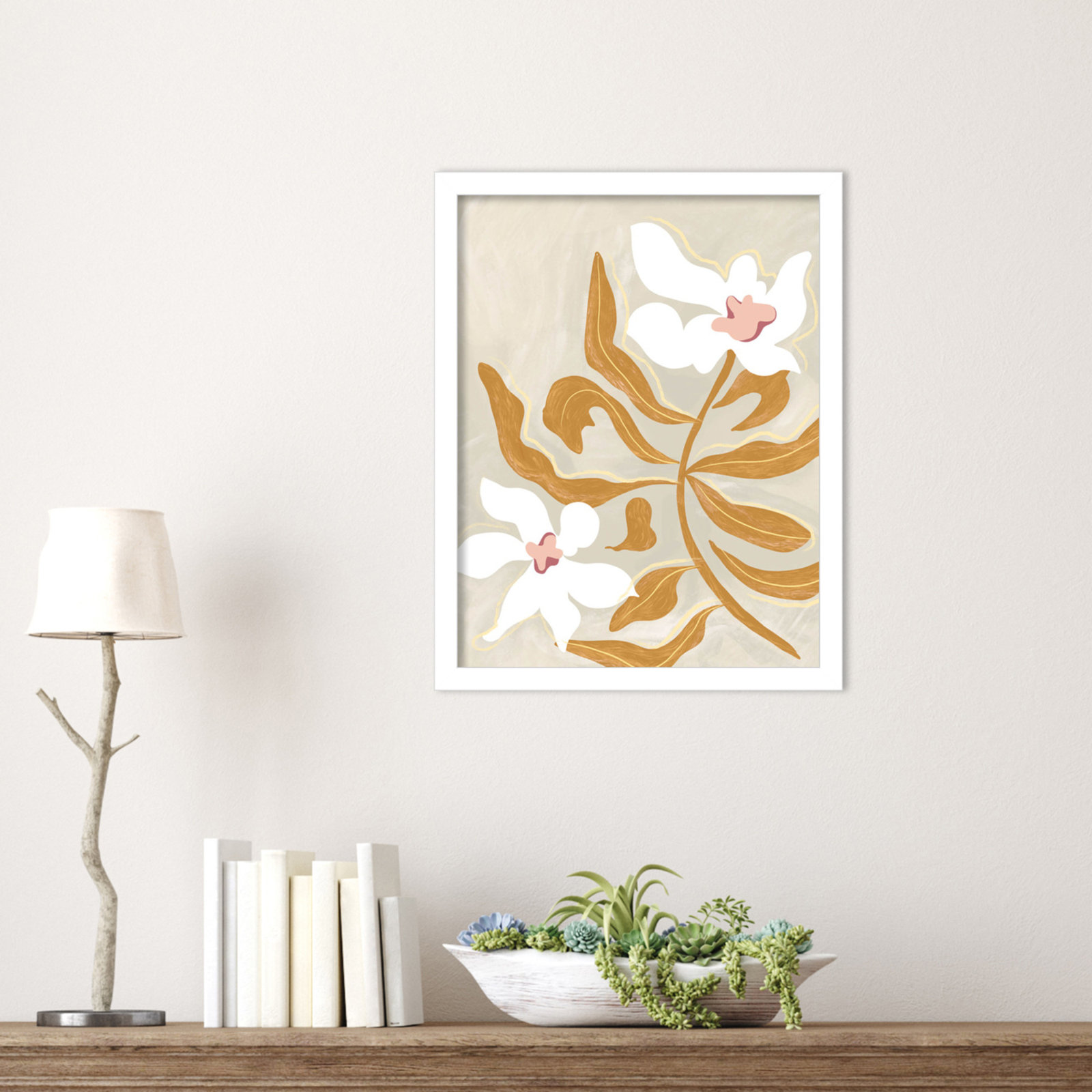 Pattison "Flower Flower Flower" Print, White, 17" H x 14" W