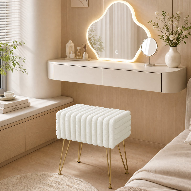 Tabouret de coiffeuse Modern, Blanc
