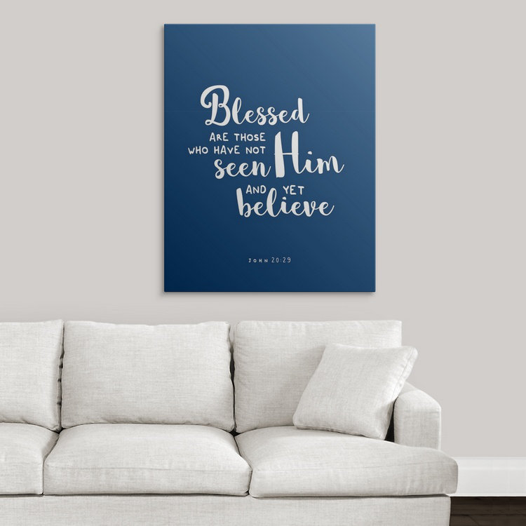 « john 20:29-scripture art », art textuel, H 10 po x l 8 po x P 1,5 po, Toile