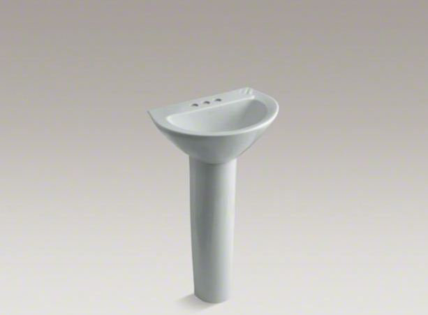 Parigi® Ceramic 20" Pedestal Bathroom Sink, Biscuit, 4" Centers