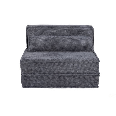 Compression Mahjong Sofa, Convertible Floor Sofa Bed, DIY Boneless Modular Sectional Sofa, No Assembly Required, Circle Fleece Fabric, Oversized Single Sofa with 1 Pillow, Dark Grey