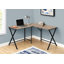Bureau d'ordinateur, bureau personnel, coin, L 55 po, forme en L, travail, ordinateur portable, métal stratifié brun, contemporain, moderne-1226457187