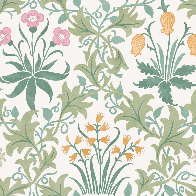 William Morris Celandine Forest Wallpaper, Green/Pink