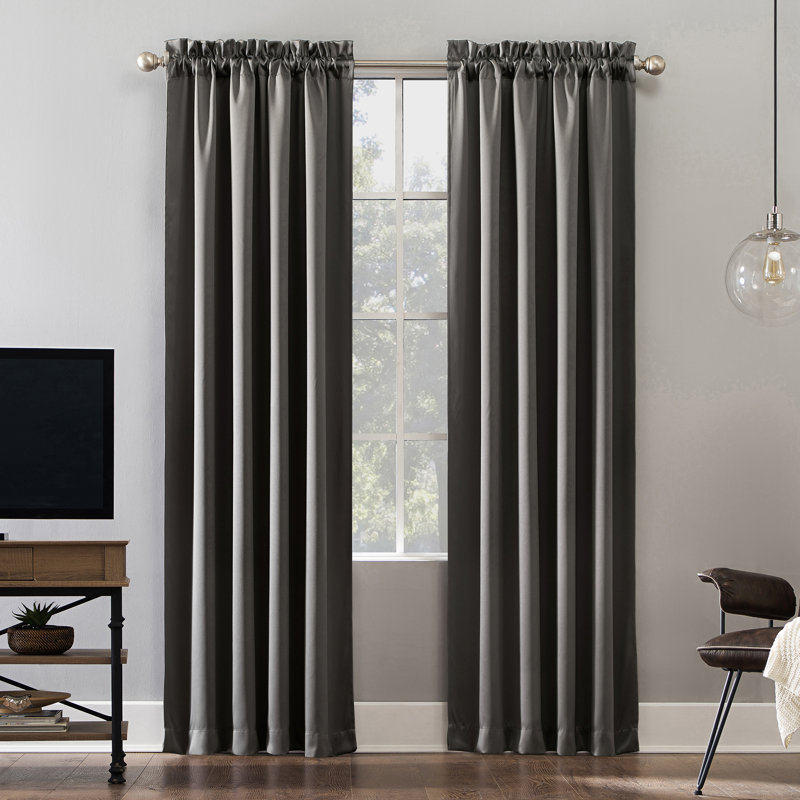 Sun Zero Oslo Theater Grade Extreme 100% Blackout Rod Pocket Curtain Panel, 52" W x 84" L, Gray
