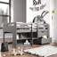 Lit mezzanine simple gris avec avantages de rangement - Rendez votre chambre plus attrayante dans un compartiment confortable à 2 tiroirs