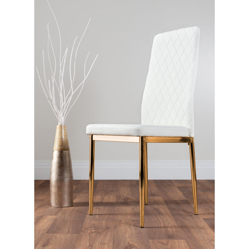 Eubanks 5 - Piece Dining Set, White/Gold