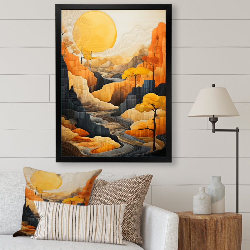 «Leesha Bold Landscape Canyon Desert» - art mural Canyon, H 40 po x l 30 po x P 1,5 po, Cadre simple noir