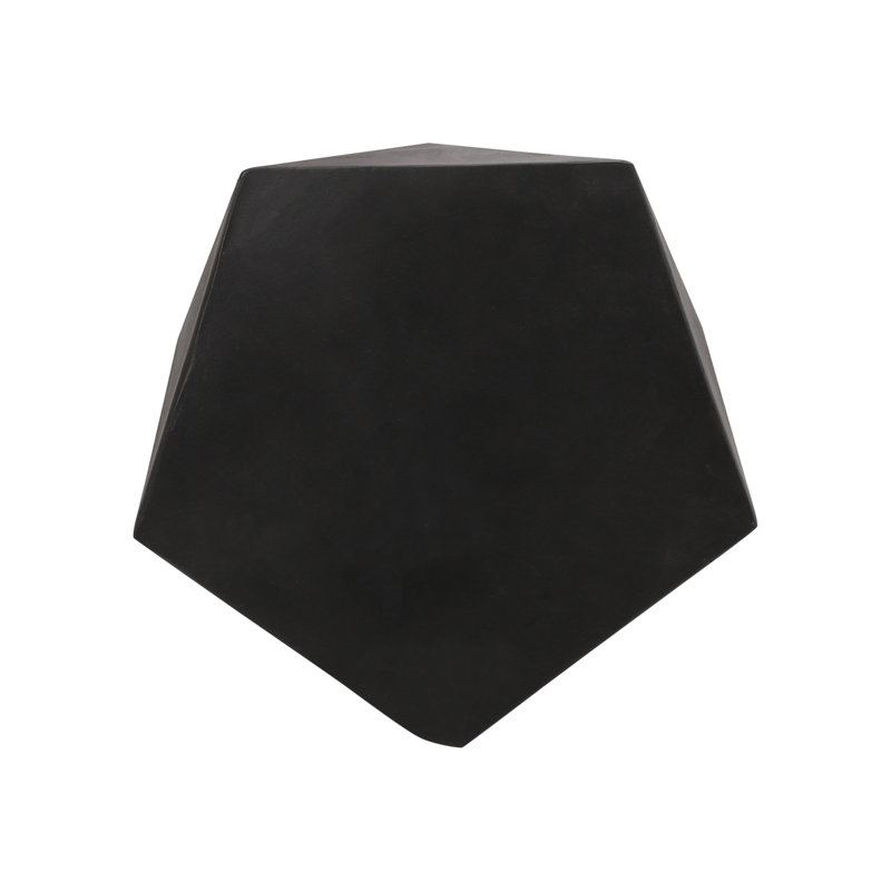 Elyas 16'' Stone Outdoor Side Table, Matte Black