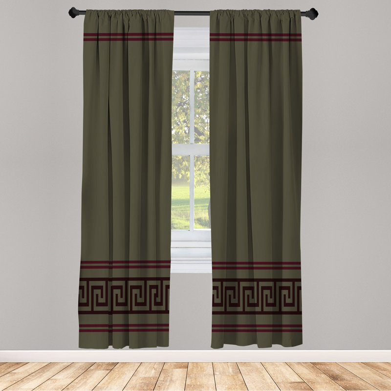 Semi Sheer Curtain Pair, Dimgray Maroon/Brown, 28" W x 84" L