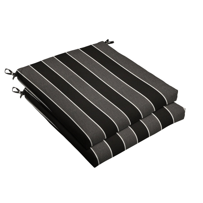 Sunbrella Outdoor Stripe Chair Cushion, Peyton Granite Striped, 19' W x 19" D