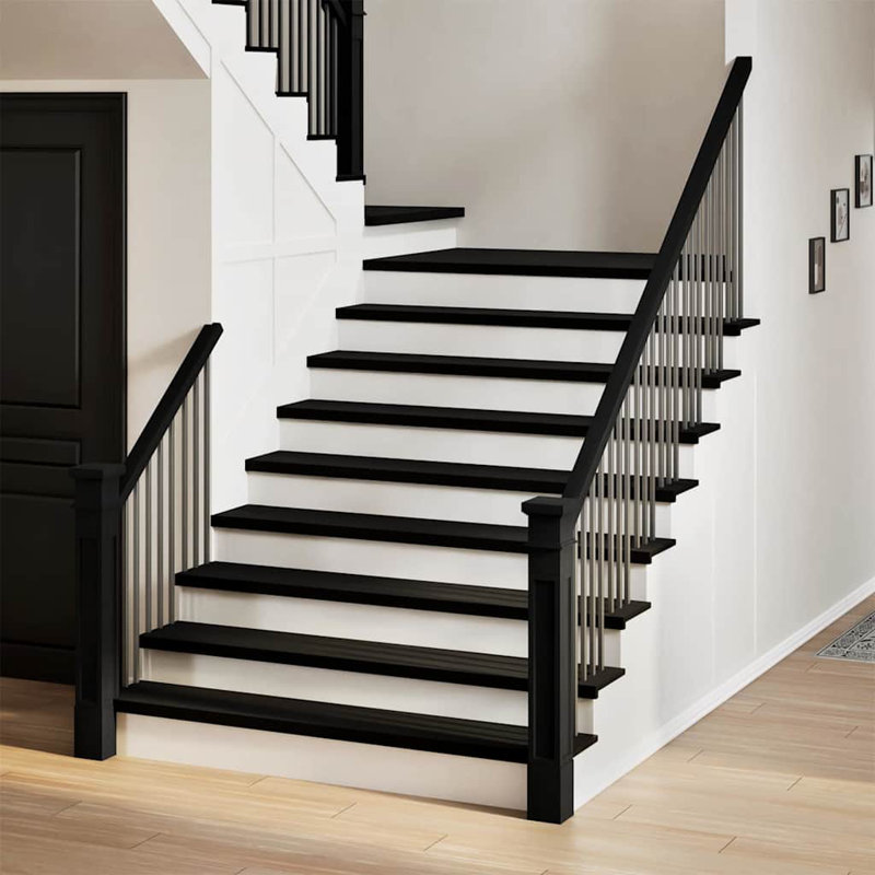 Tapis d'escalier en bois de chêne massif 0,8 po, 4 pièces incluses, Rectangle 9,8 po x 3 pi 7 po, Brun