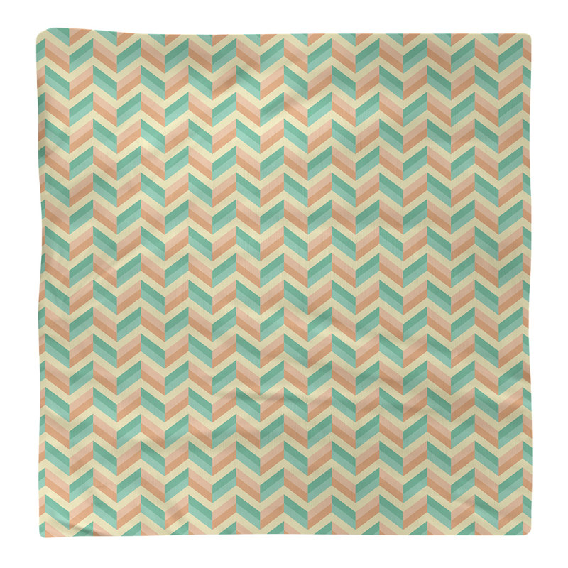 Serviette en coton chevron, 0,1 po x 10 po x 10 po, Vert / Orange, Sergé de polyester