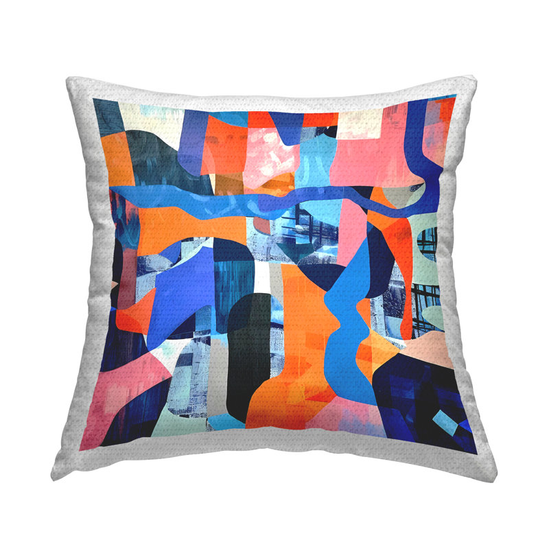 Coussin d'extérieur Wavy Woven Shapes Collage