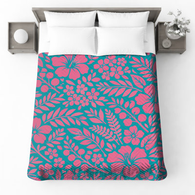 Couvre-lit matelassé à motif floral rose toutes tailles