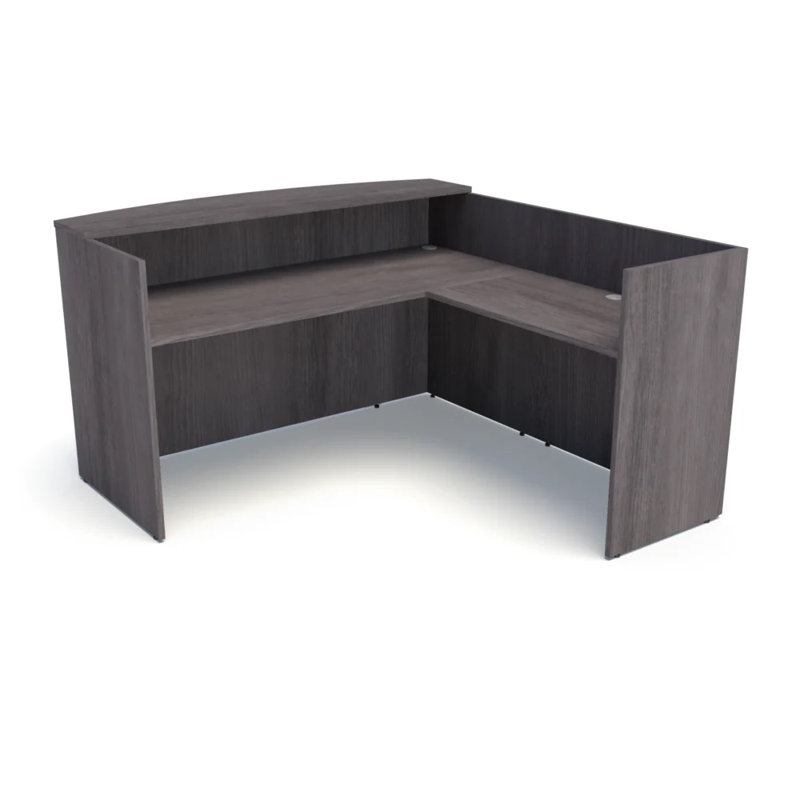 Pivit L-Shape Reception Desk, Grey Ash