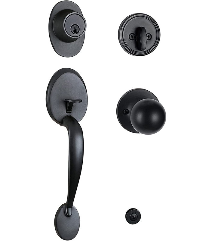 Ensemble de poignées à bouton avec pêne dormant à cylindre simple et porte et rosette