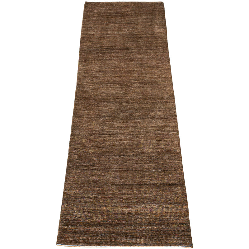 Tapis de couloir en Tapis décoratif laine brun foncé de conception unique 2 pi 11 po x 8 pi 9 po noué à la main New Age