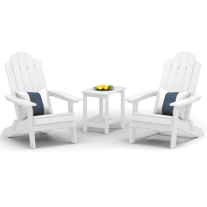 Chaise Adirondack pliante en plastique pour l'extérieur avec table de patio carrée