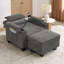 Canapé inclinable simple avec dossier réglable manuellement, port de charge USB sur le côté de l'accoudoir, support pour téléphone inclus, rangement pour accoudoirs dissimulé et repose-pieds de rangement assorti-902403127