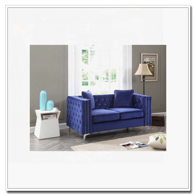 Chic Contemporary Loveseat In Blue