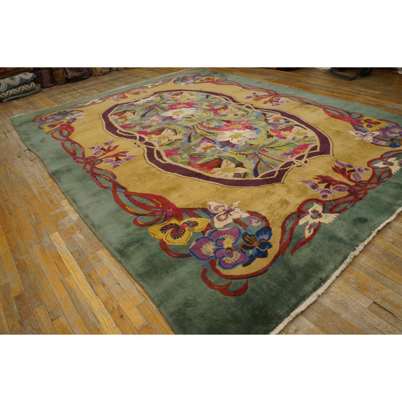 Antique Art Deco / Art Nouveau Room Size Wool Chinese Rug