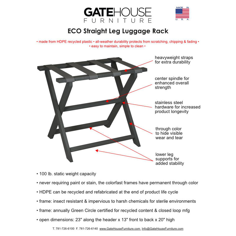 Folding Plastic Luggage Rack, Light Gray
