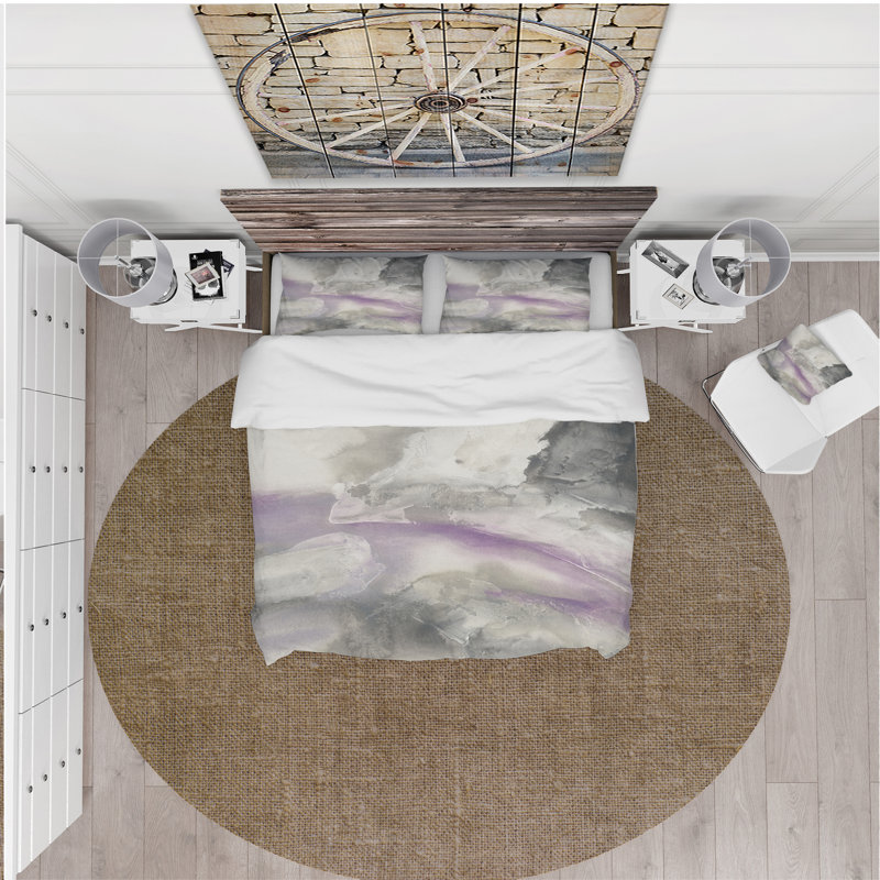 Ensemble de housse de couette de tons minimalons aquarelle, Housse de couette très grand + 2 taies décoratives