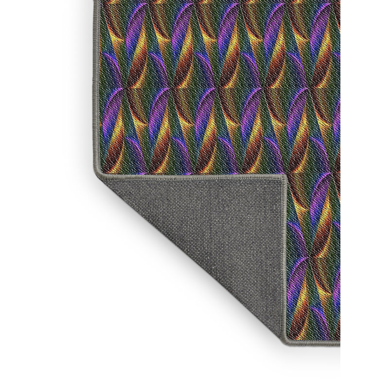 Tapis bleu/rose à motifs, Rectangle 5 pi x 7 pi