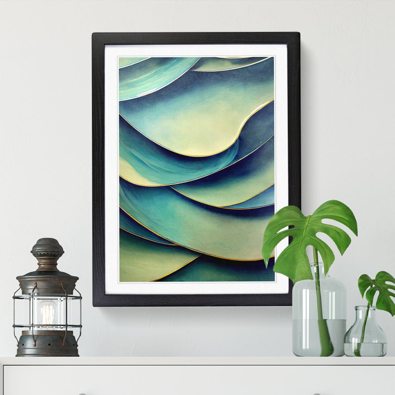 Ocean Sea Waves Abstract Vol.1 - Picture Frame Print, Black, 64cm H x 46cm W x 2cm D