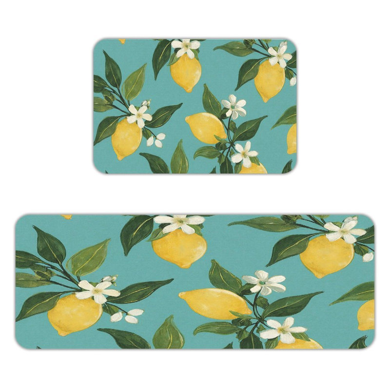 Ensemble de tapis de cuisine marguerite bleu clair 2 pièces, Marguerite bleu clair