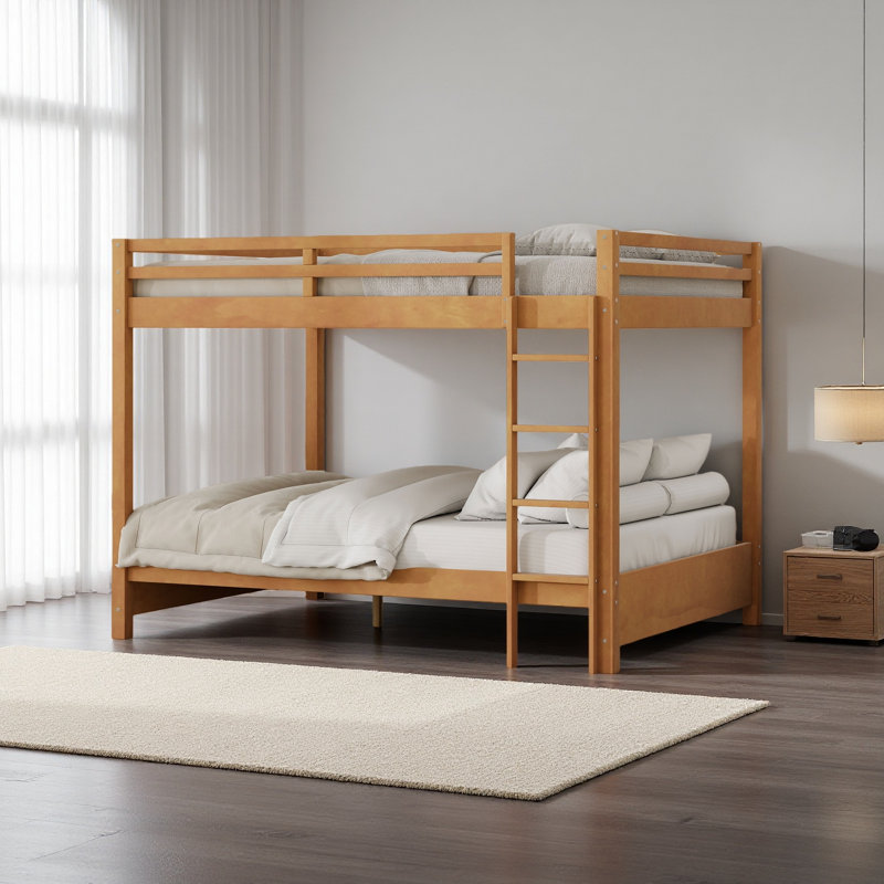Lit superposé en bois grand avec échelle, Bois