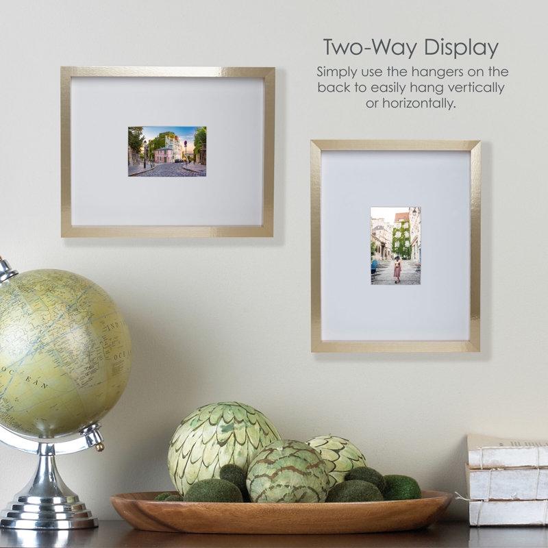 Mikasa 12x15 Inch Walnut MDF Matted Picture Frame for 8x10 Inch Photo, Gold, 4" W x 6" H