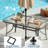  Patio Dining Set For 6, Outdoor Table And Chairs With 1.69″ Umbrella Hole, All Weather Patio Furniture Set, 30"X 55" Table And Stackable PVC-coated polyester Chair, For Lawn, Deck (Umbrella Not Included) (Gray Table and Navy Blue chairs)-1886006090-1896789701