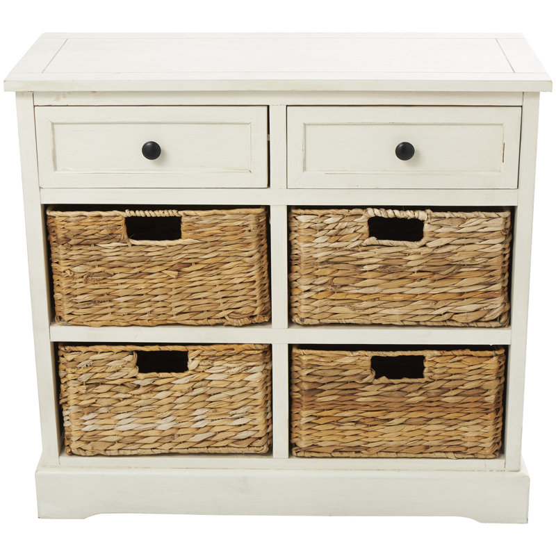 Unité de rangement 4 paniers et 2 tiroirs Beverly Wood, Blanc