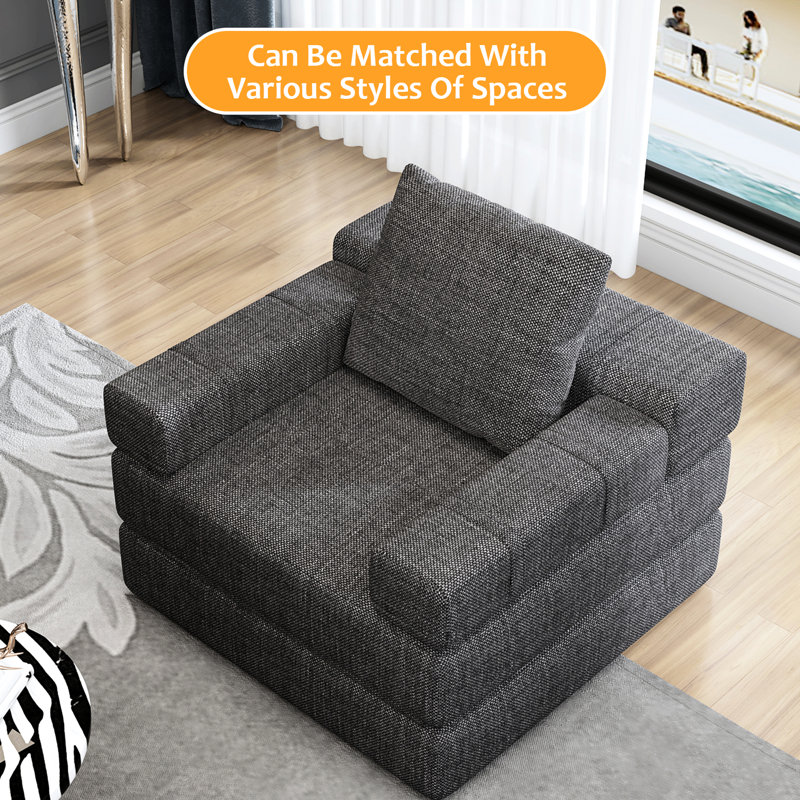 Fauteuil convertible en lit pour chambre d'amis, gris foncé - Léger, élégant et élégant, mousse de soutien