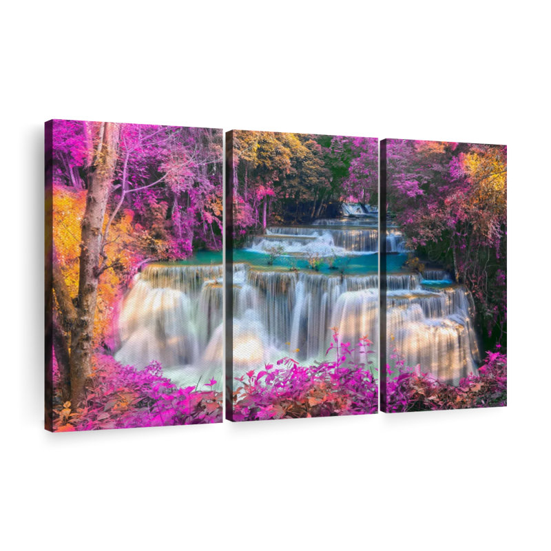 Ensemble de 3 chutes d'eau sur toile, H 36 po x l 57 po x P 1,25 po