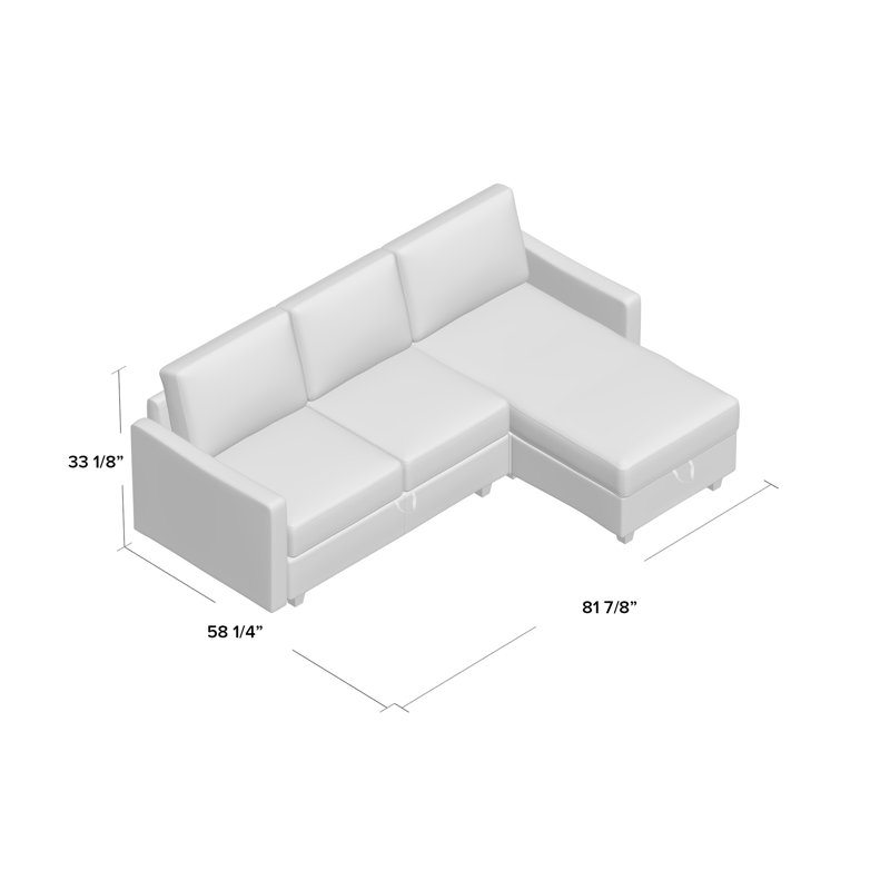 Breinigsville Upholstered L-Shaped Sectional Reversible, Light Gray Polyester Blend